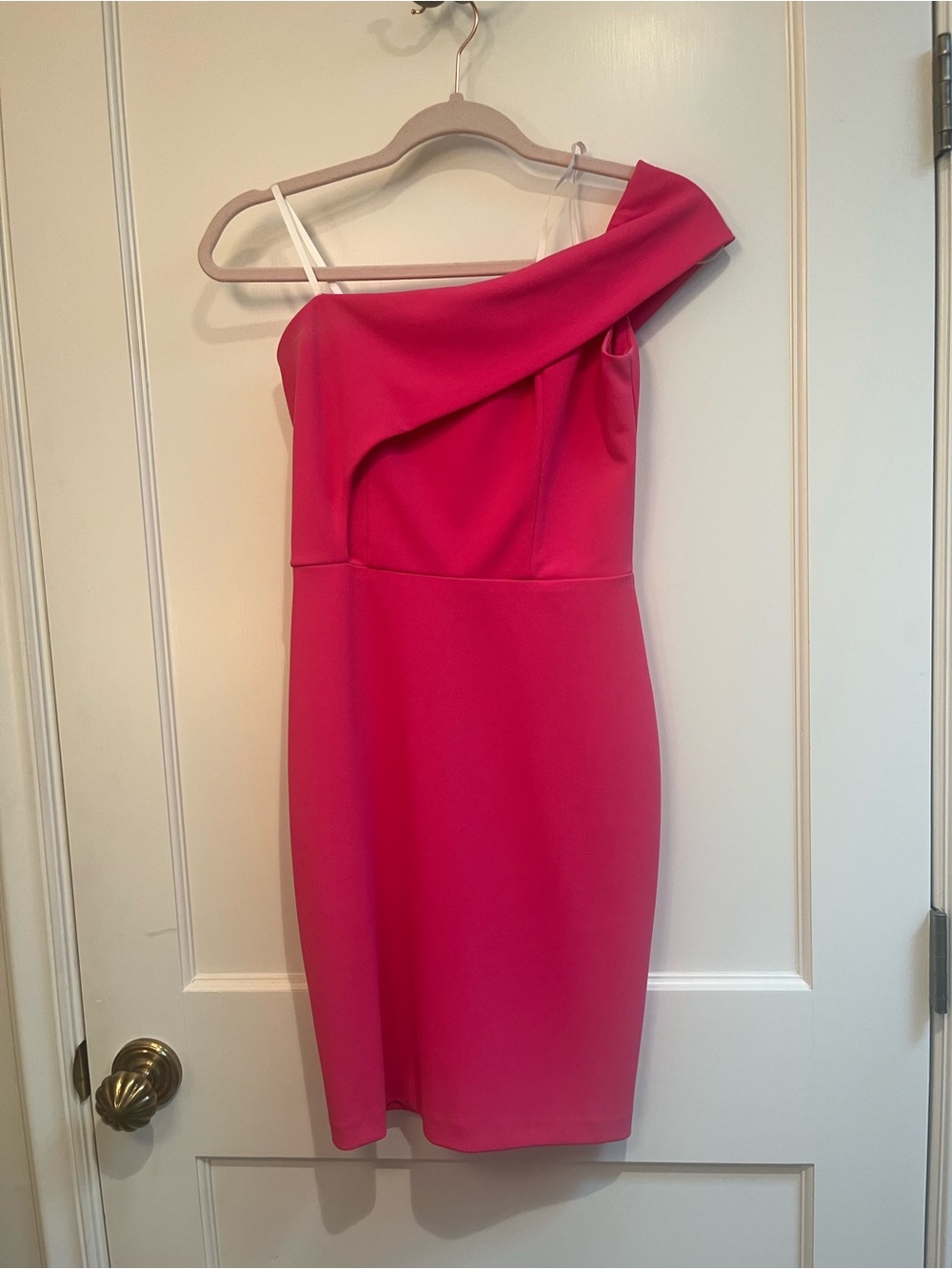 Aqua Hot Pink One Shoulder mini dress